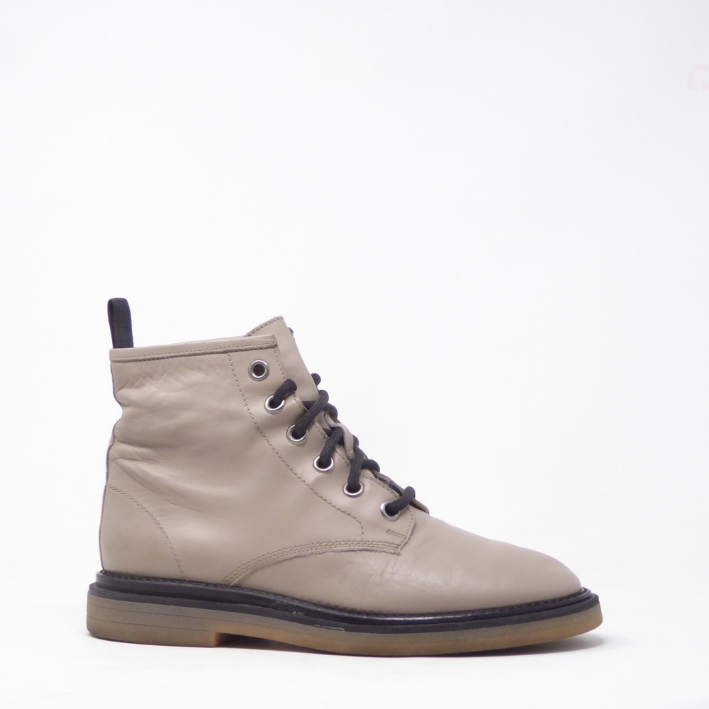 AGL Moreen Women Lace Up Combat Boots Taupe Leather Made in Italy 38 / 8